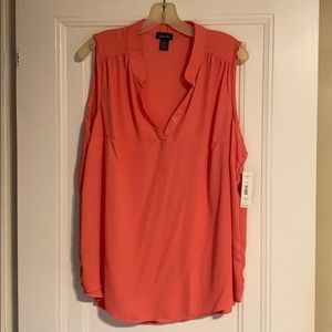 Sleeveless pink blouse